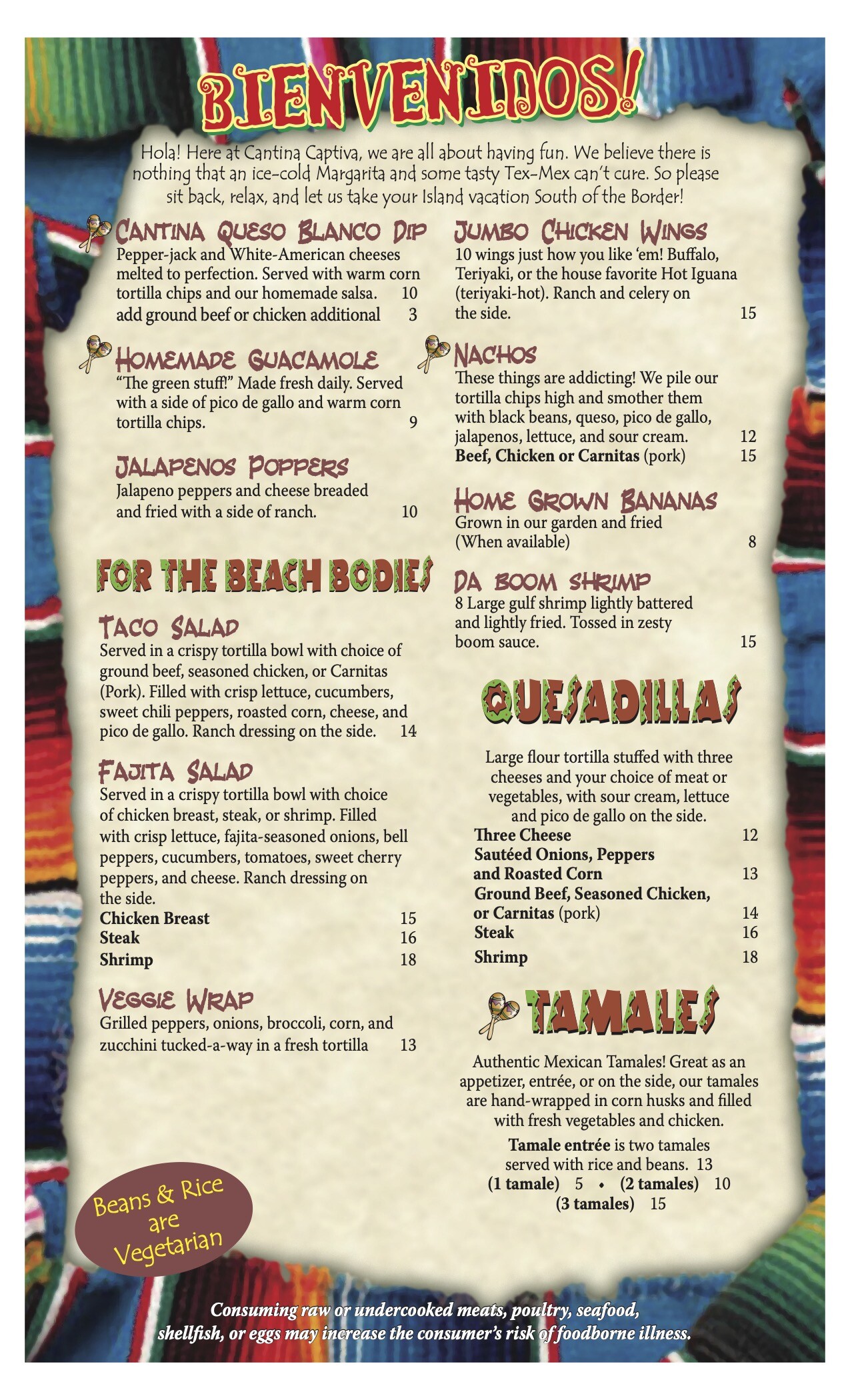 Cantina Captiva Restaurant Menu | Restaurants on Captiva