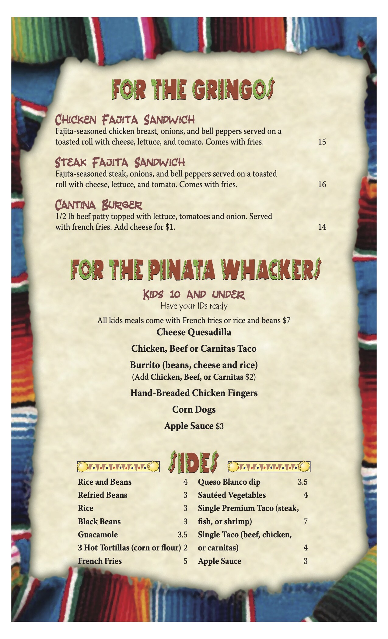 Cantina Captiva Restaurant Menu | Restaurants on Captiva