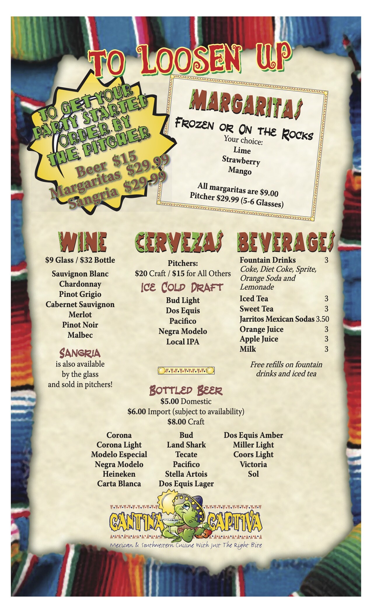 Cantina Captiva Restaurant Menu | Restaurants on Captiva